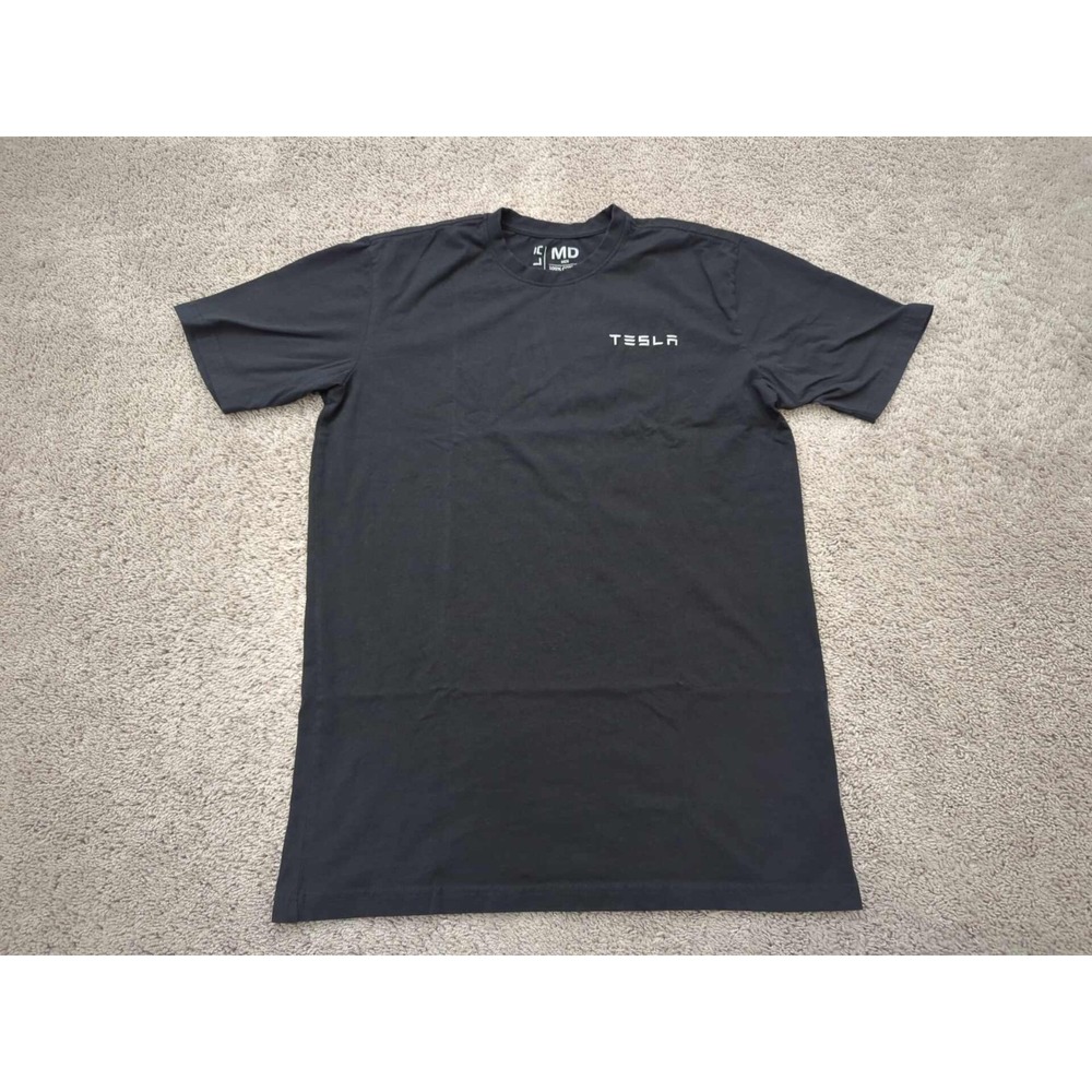 Tesla T Shirt Mens Medium Black Short Sleeve Crew Neck 100%‎ Cotton Logo